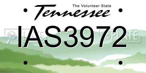IAS3972 Tennessee License Plate