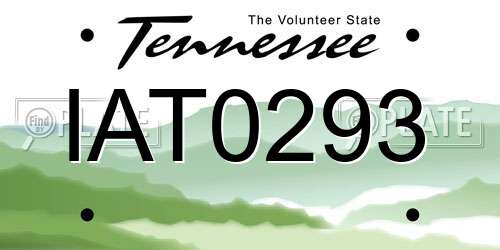 IAT0293 Tennessee License Plate