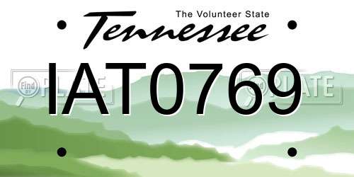IAT0769 Tennessee License Plate