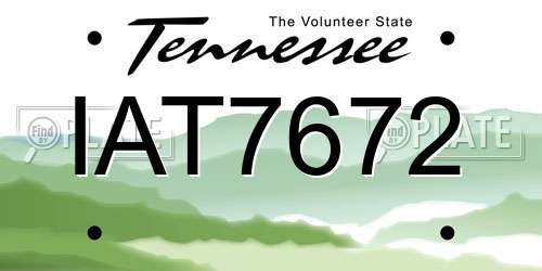 IAT7672 Tennessee License Plate