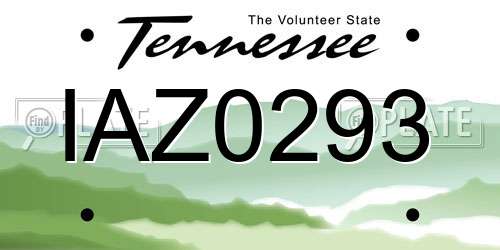 IAZ0293 Tennessee License Plate