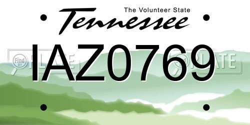 IAZ0769 Tennessee License Plate