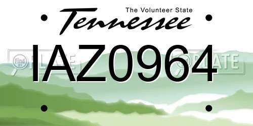 IAZ0964 Tennessee License Plate