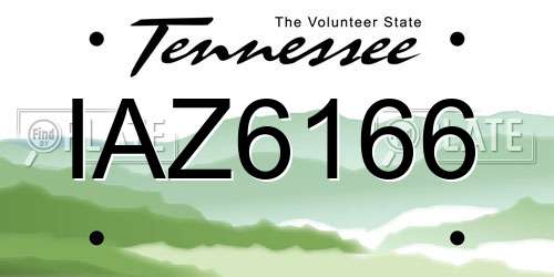 IAZ6166 Tennessee License Plate