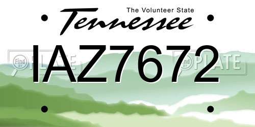 IAZ7672 Tennessee License Plate