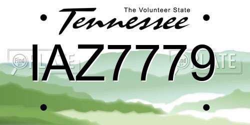 IAZ7779 Tennessee License Plate