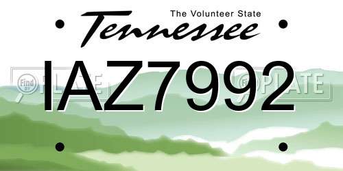 IAZ7992 Tennessee License Plate