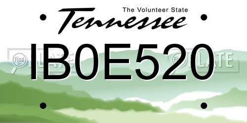 IB0E520 Tennessee License Plate