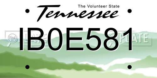 IB0E581 Tennessee License Plate
