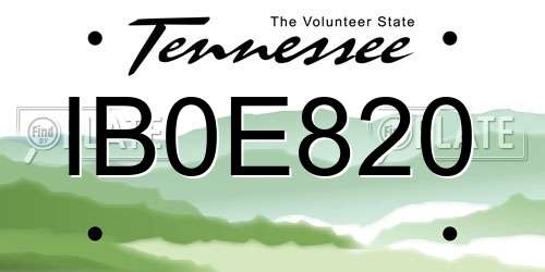 IB0E820 Tennessee License Plate