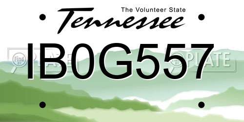 IB0G557 Tennessee License Plate