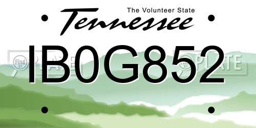 IB0G852 Tennessee License Plate