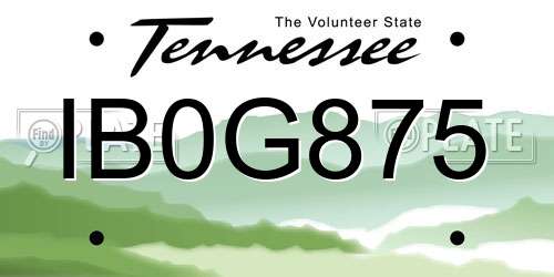 IB0G875 Tennessee License Plate