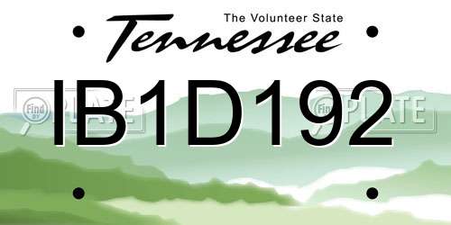 IB1D192 Tennessee License Plate