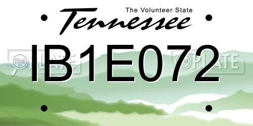 IB1E072 Tennessee License Plate