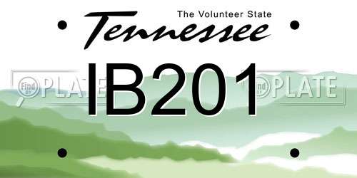 IB201 Tennessee License Plate