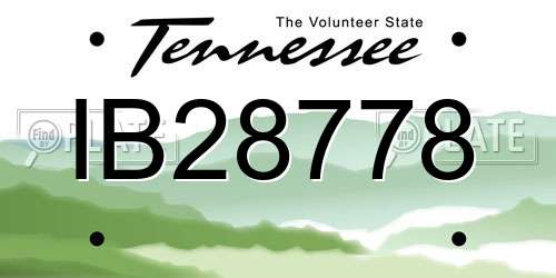 IB28778 Tennessee License Plate