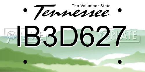 IB3D627 Tennessee License Plate