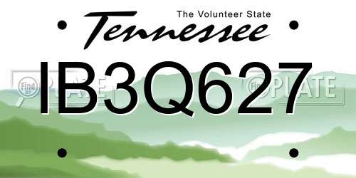 IB3Q627 Tennessee License Plate