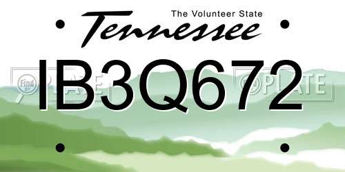 IB3Q672 Tennessee License Plate