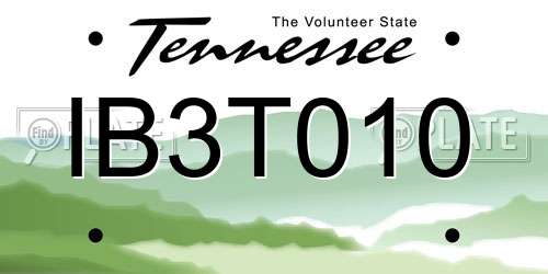 IB3T010 Tennessee License Plate