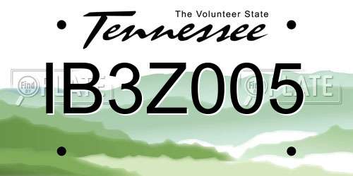 IB3Z005 Tennessee License Plate