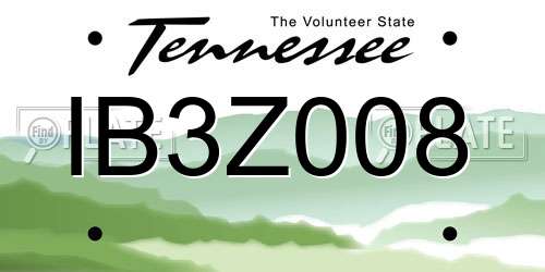 IB3Z008 Tennessee License Plate