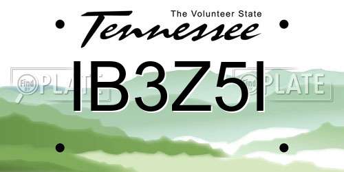 IB3Z5I Tennessee License Plate