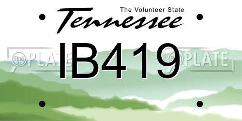 IB419 Tennessee License Plate