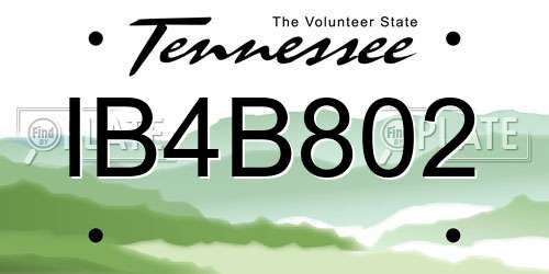 IB4B802 Tennessee License Plate