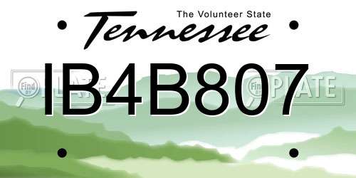 IB4B807 Tennessee License Plate