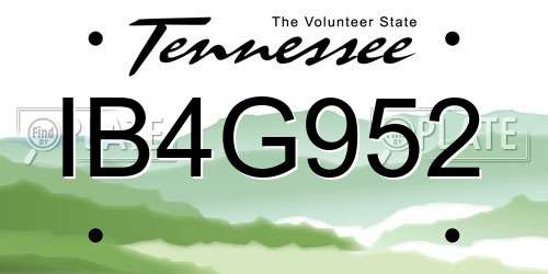 IB4G952 Tennessee License Plate