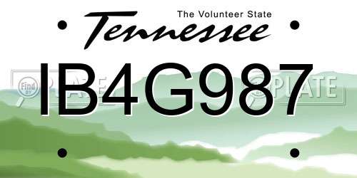 IB4G987 Tennessee License Plate