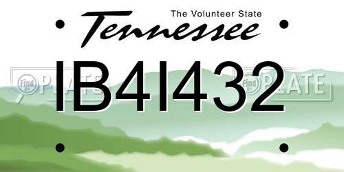 IB4I432 Tennessee License Plate