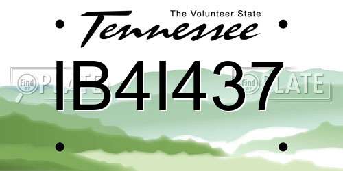 IB4I437 Tennessee License Plate