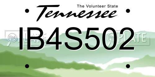 IB4S502 Tennessee License Plate