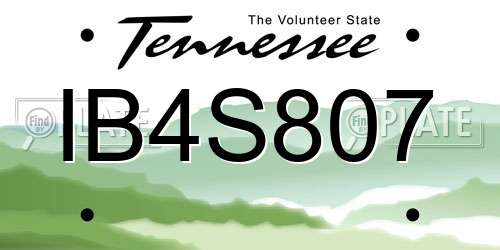 IB4S807 Tennessee License Plate