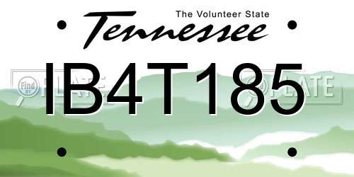 IB4T185 Tennessee License Plate