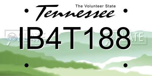 IB4T188 Tennessee License Plate
