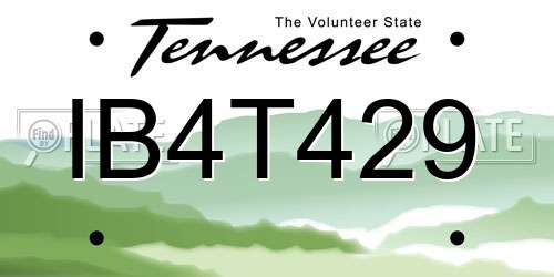 IB4T429 Tennessee License Plate