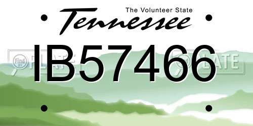 IB57466 Tennessee License Plate