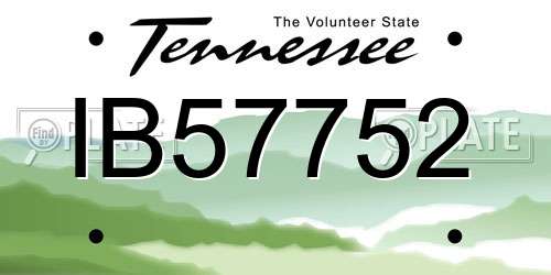 IB57752 Tennessee License Plate