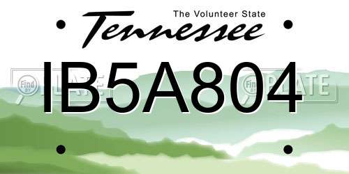 IB5A804 Tennessee License Plate