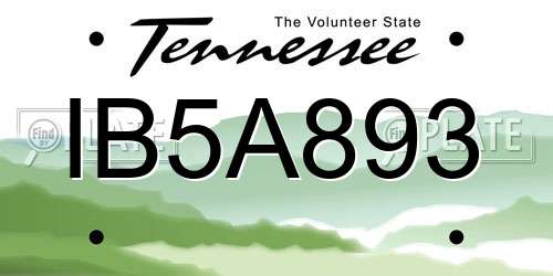 IB5A893 Tennessee License Plate