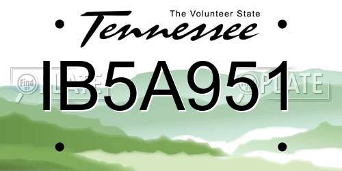 IB5A951 Tennessee License Plate