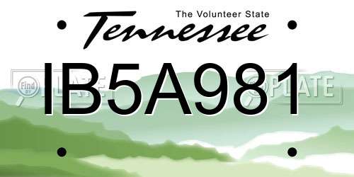 IB5A981 Tennessee License Plate