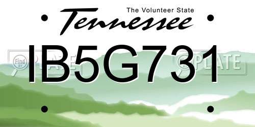 IB5G731 Tennessee License Plate