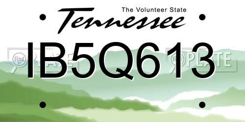 IB5Q613 Tennessee License Plate