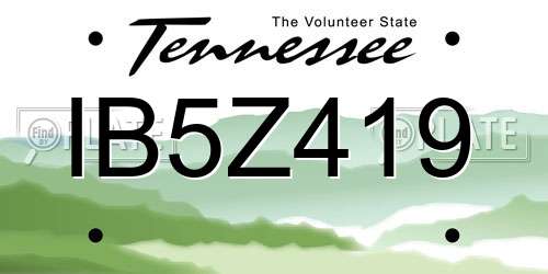IB5Z419 Tennessee License Plate