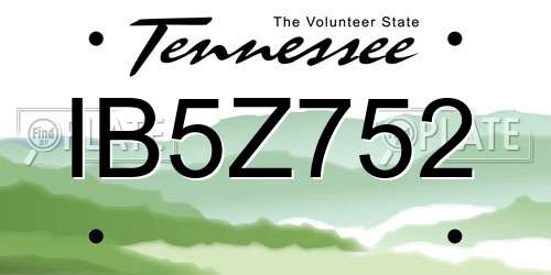 IB5Z752 Tennessee License Plate